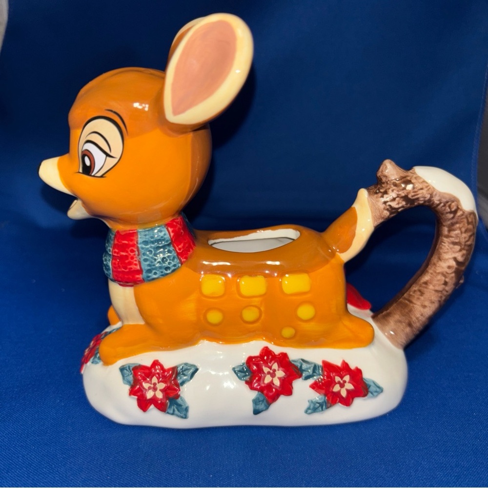 Disney Parks Happy Holidays Ceramic Bambi Creamer by Swell Christmas Approx 5x6